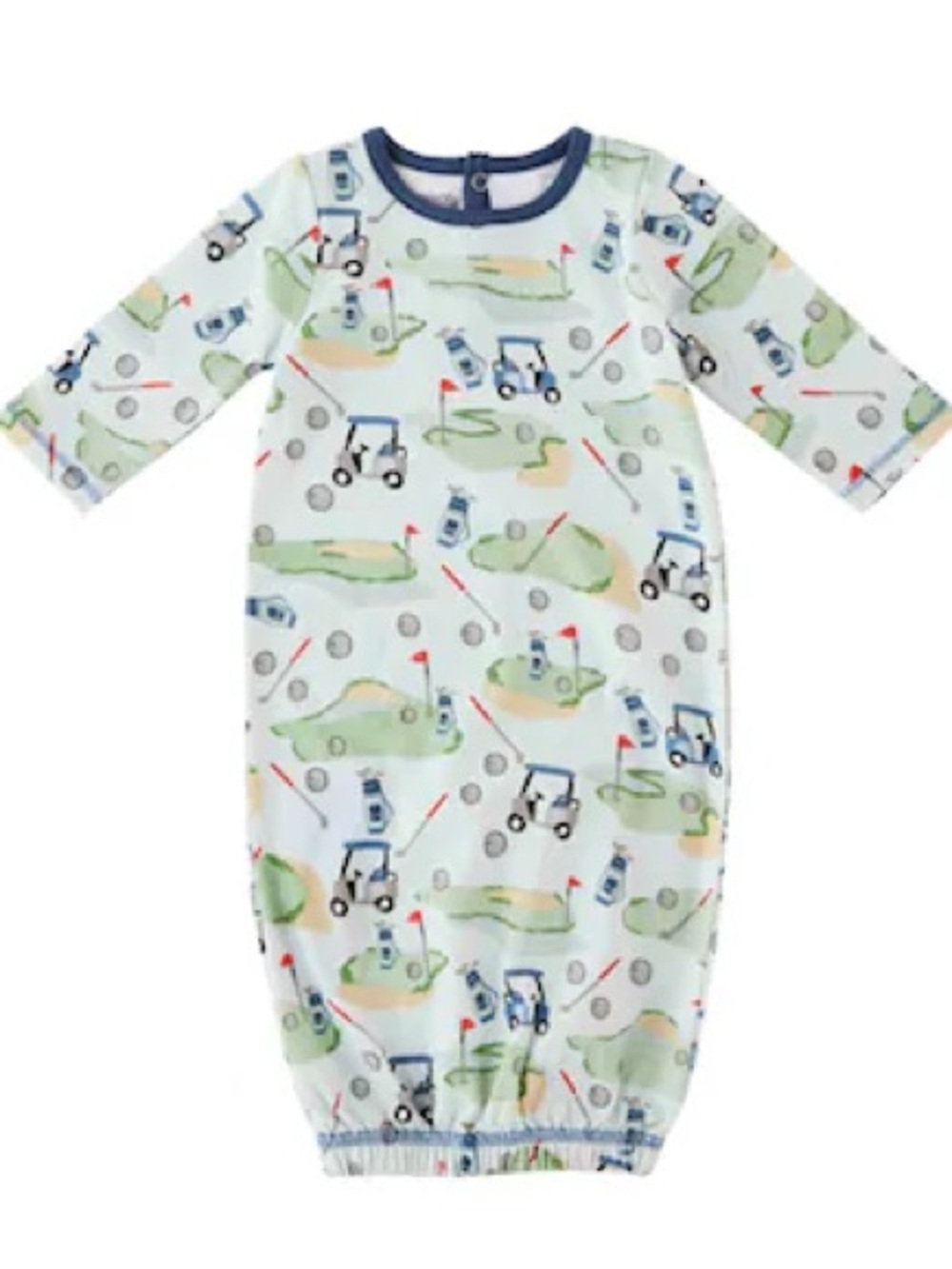 Mud Pie Baby Golf Cart Sleep Gown 100% Cotton Newborn 0-3 Months